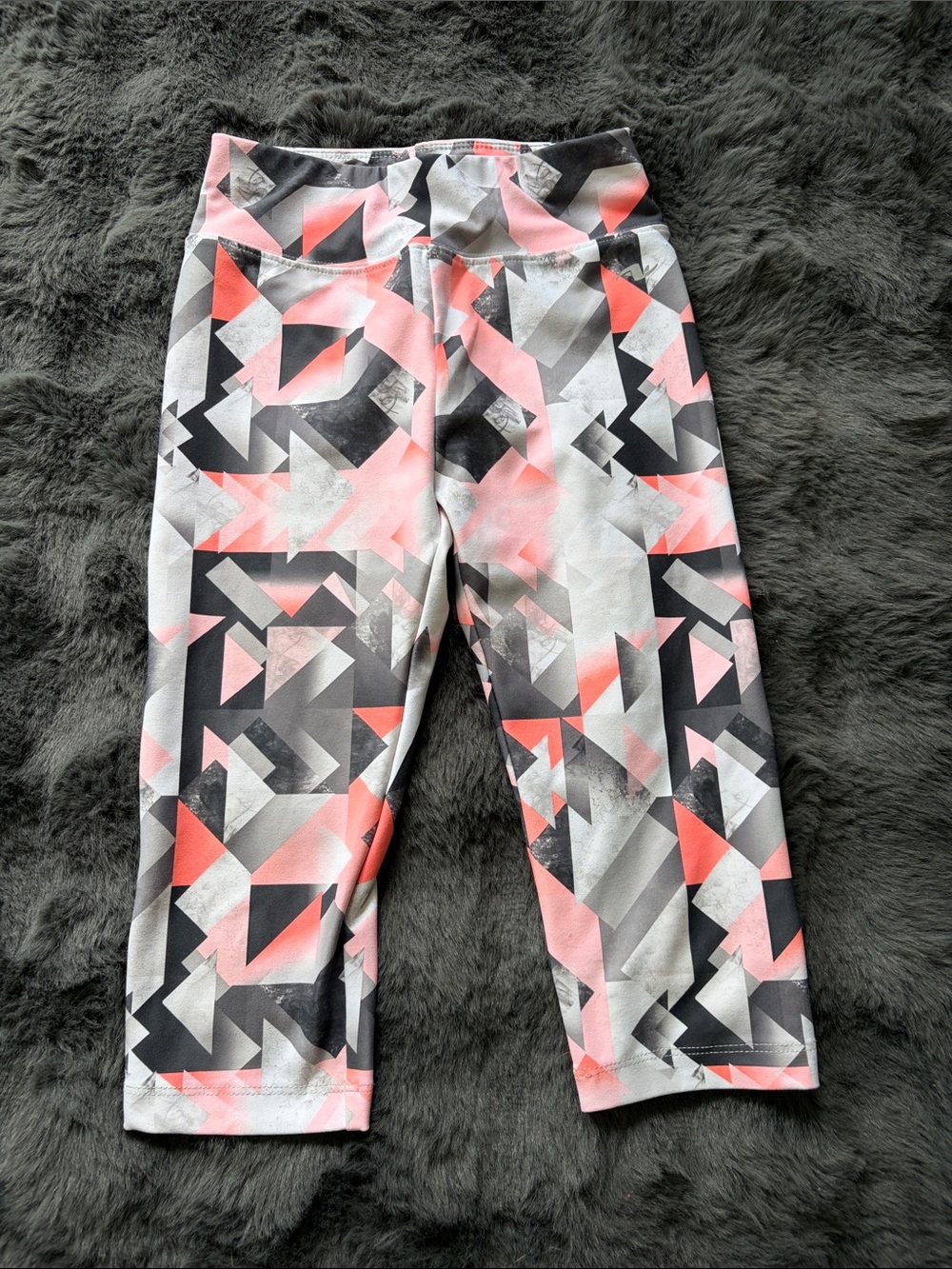 Girls' Pink Geometric Capri Leggings 7/8